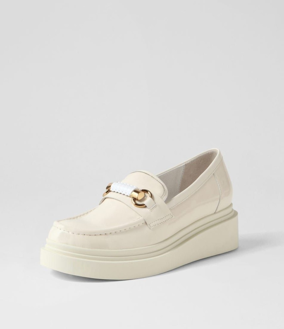 Shoes TOP END | Zidaz Off White Patent Leather Loafers