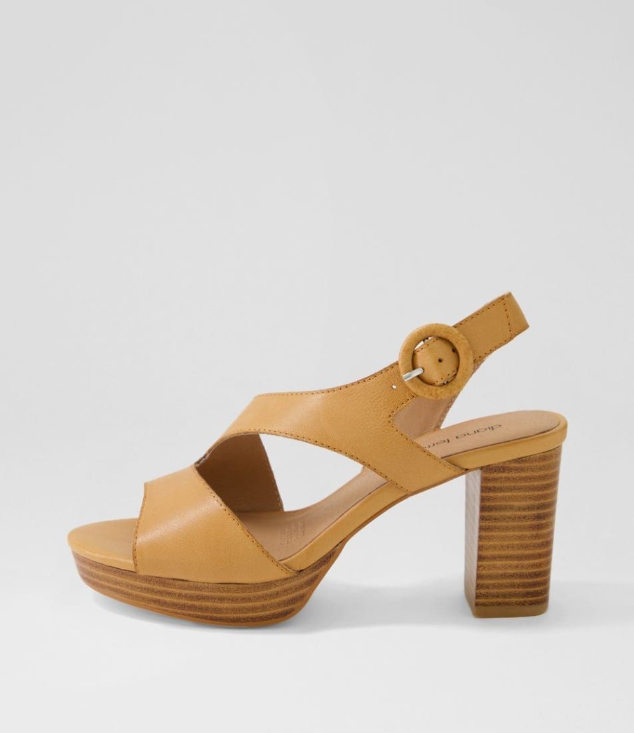 Shoes DIANA FERRARI | Coma Dark Tan Natural Heel Leather Sandals