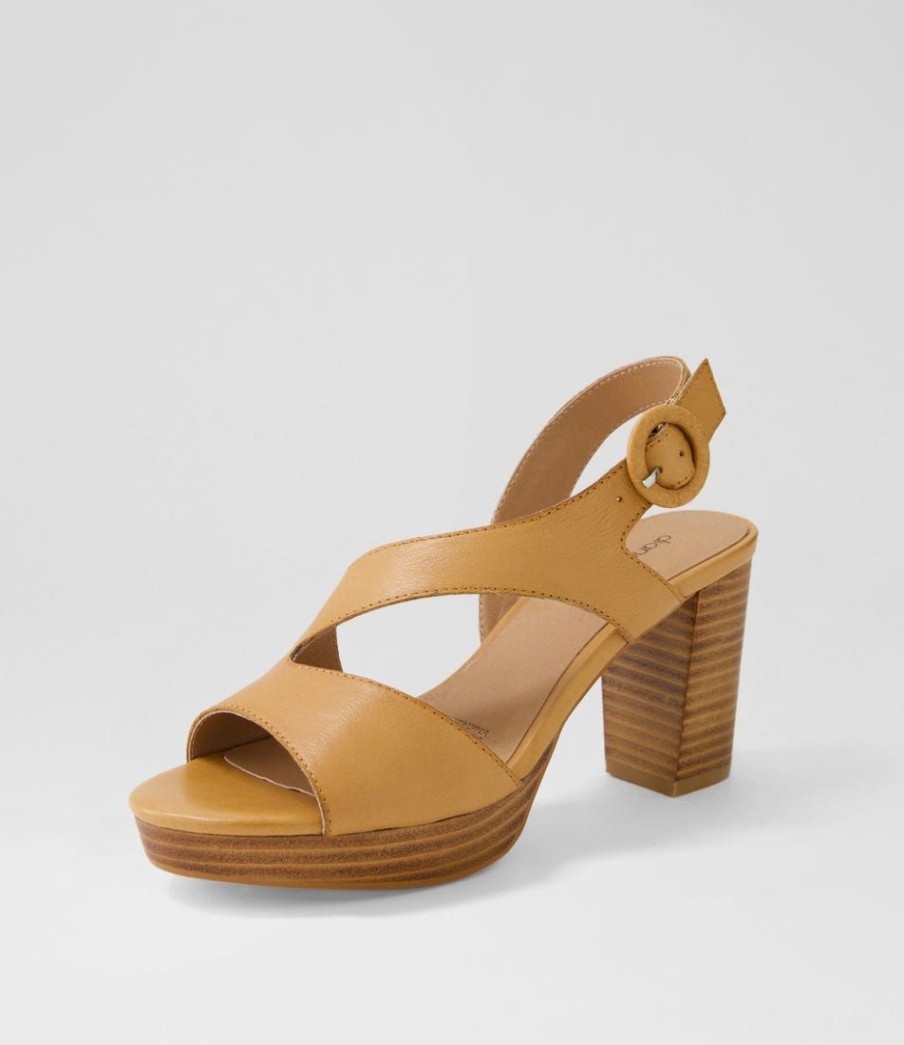 Shoes DIANA FERRARI | Coma Dark Tan Natural Heel Leather Sandals