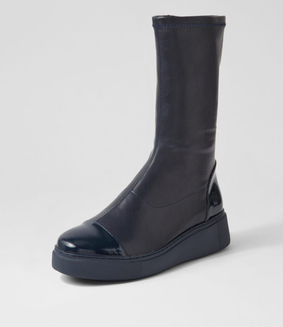 Shoes DJANGO & JULIETTE | Yiggy Navy Patent Stretch Calf Boots