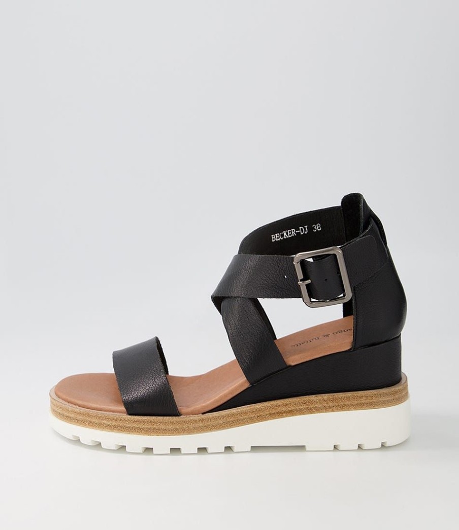 Shoes DJANGO & JULIETTE | Becker Black White Leather Sandals