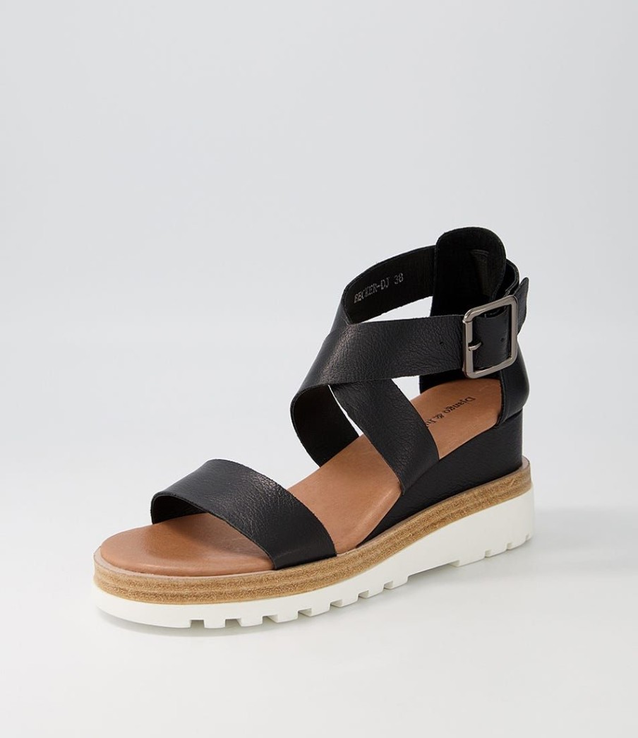 Shoes DJANGO & JULIETTE | Becker Black White Leather Sandals