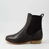 Shoes DJANGO & JULIETTE | Satima Black Leather Elastic Ankle Boots