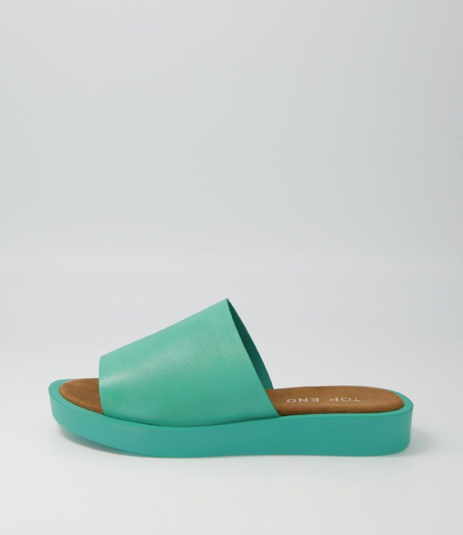 Shoes TOP END | Faron Light Emerald Leather Slides