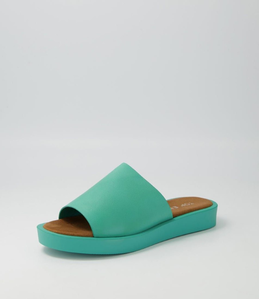 Shoes TOP END | Faron Light Emerald Leather Slides