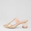 Shoes DJANGO & JULIETTE | Slade Rose Gold Shine Cafe Leather Vinylite Mules