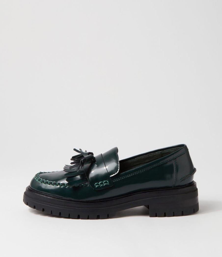 Shoes MOLLINI | Arrin Bottle Green Box Leather Flat Shoes