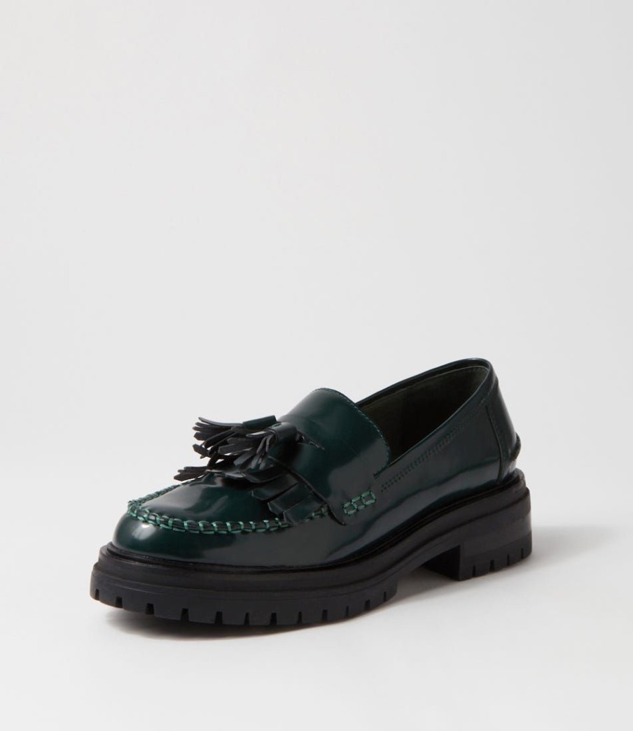 Shoes MOLLINI | Arrin Bottle Green Box Leather Flat Shoes