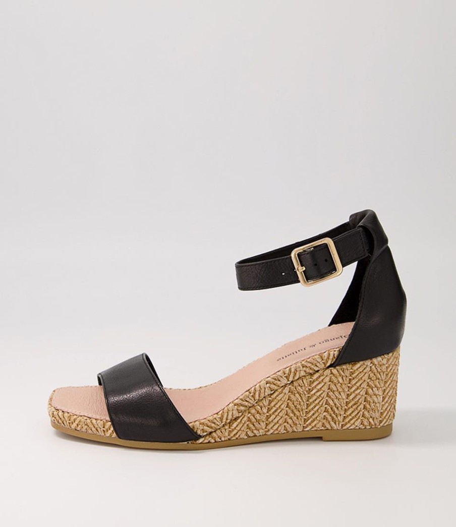 Shoes DJANGO & JULIETTE | Woolysa Black Tan Leather Syn Raffia Sandals