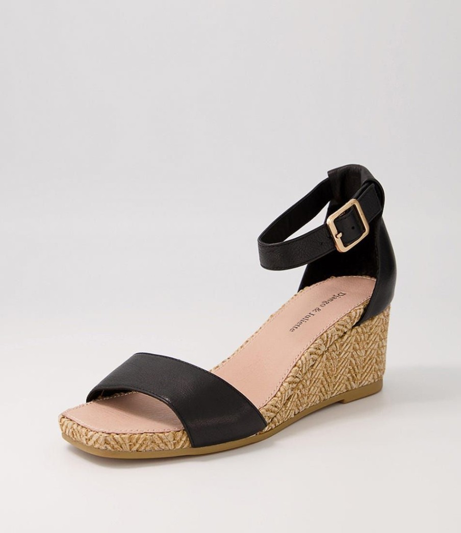 Shoes DJANGO & JULIETTE | Woolysa Black Tan Leather Syn Raffia Sandals