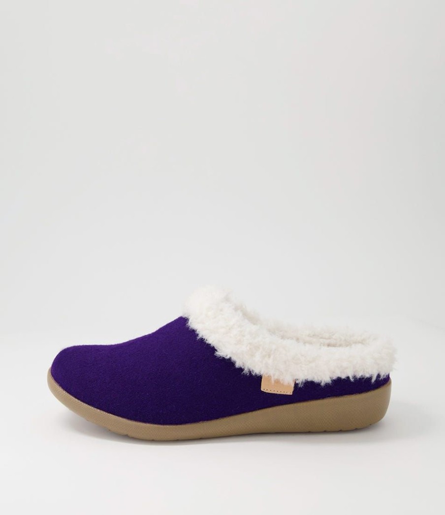 Shoes ZIERA | Fifi Xw Dark Purple Fabric Slippers