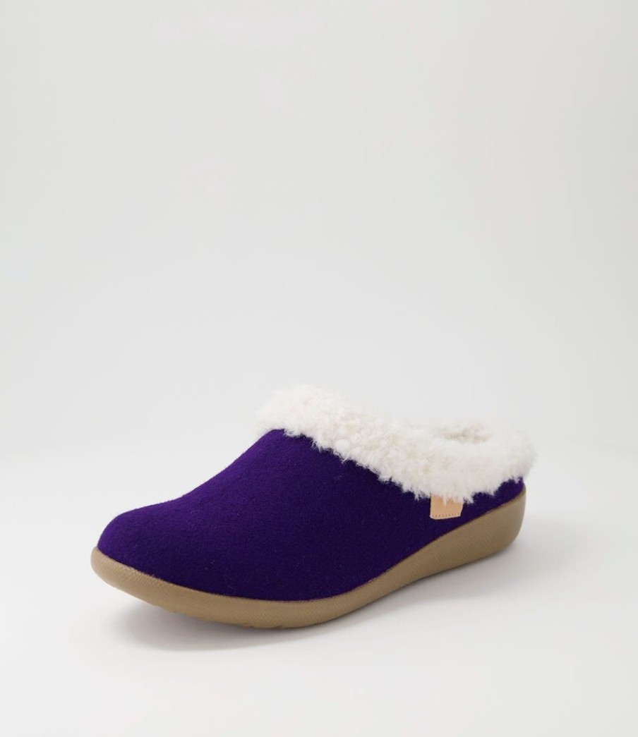 Shoes ZIERA | Fifi Xw Dark Purple Fabric Slippers