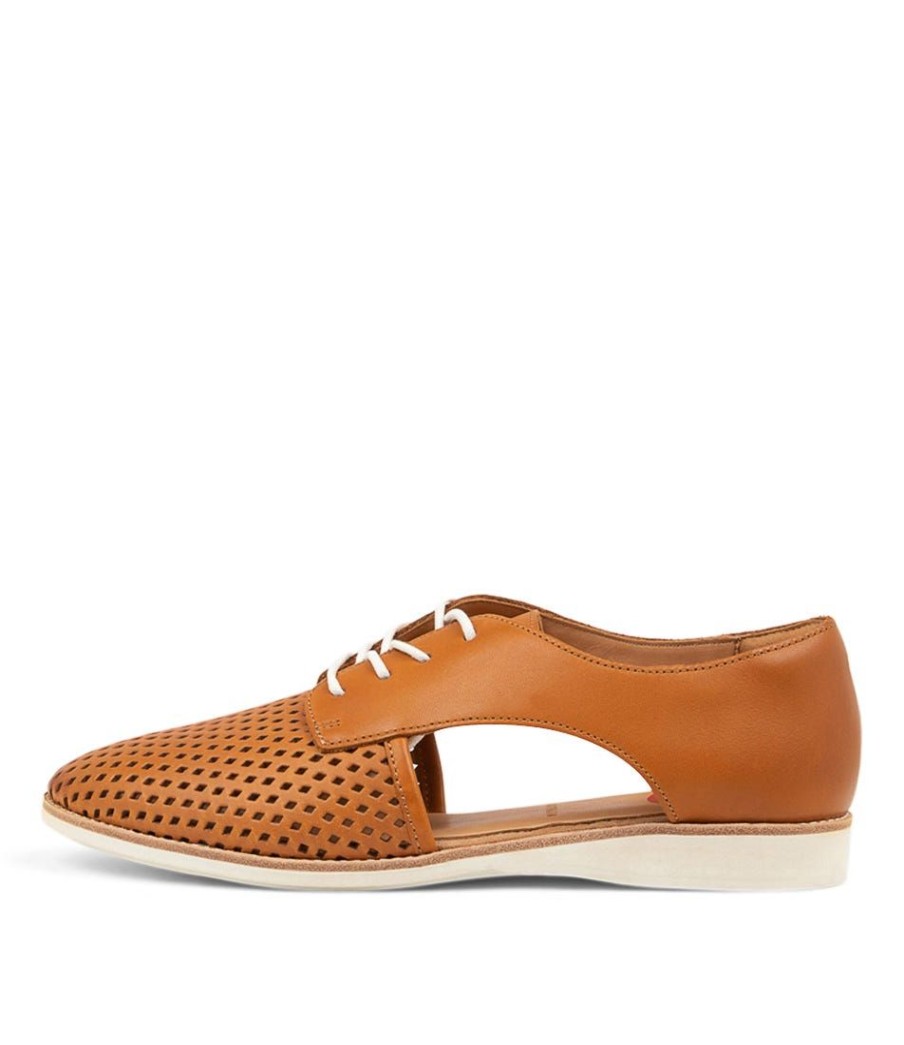 Shoes ROLLIE | Sidecut Punch 3.0 Cognac Leather Lace Up Flats