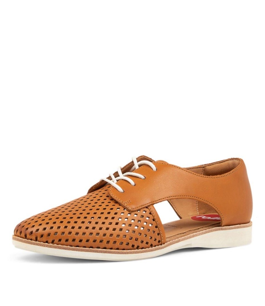 Shoes ROLLIE | Sidecut Punch 3.0 Cognac Leather Lace Up Flats