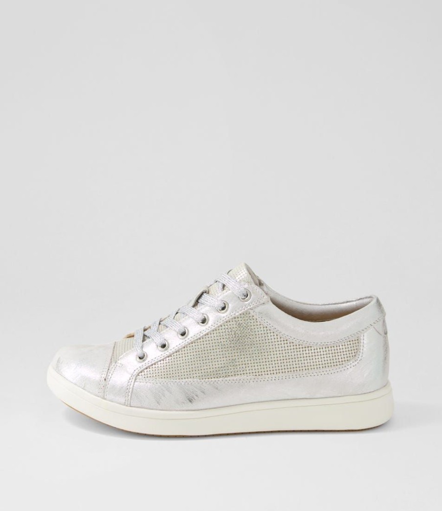 Shoes ZIERA | Danni Xf Silver Scratch Leather Sneakers