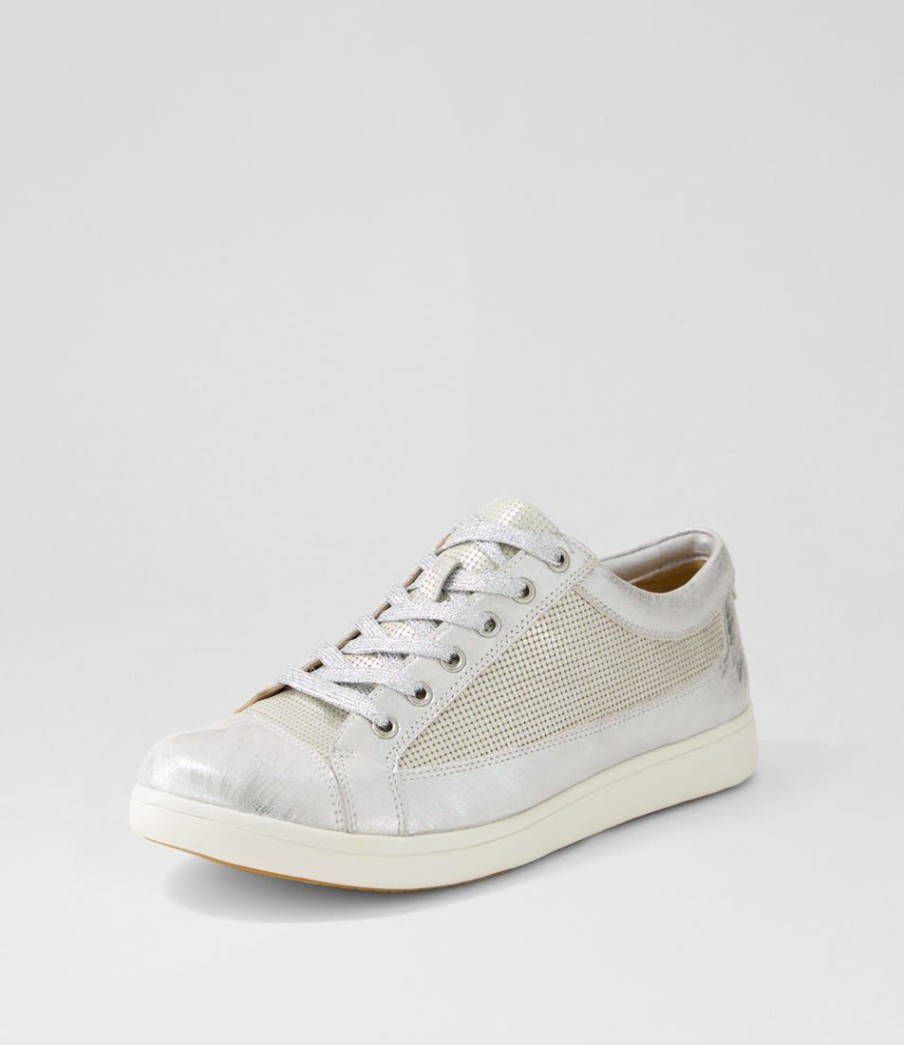 Shoes ZIERA | Danni Xf Silver Scratch Leather Sneakers