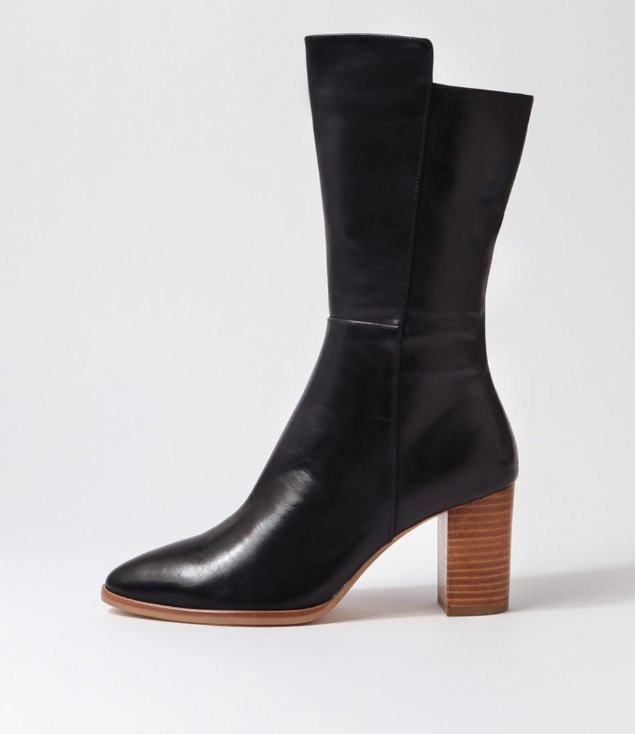 Shoes DJANGO & JULIETTE | Aisley Black Natural Heel Leather Calf Boots