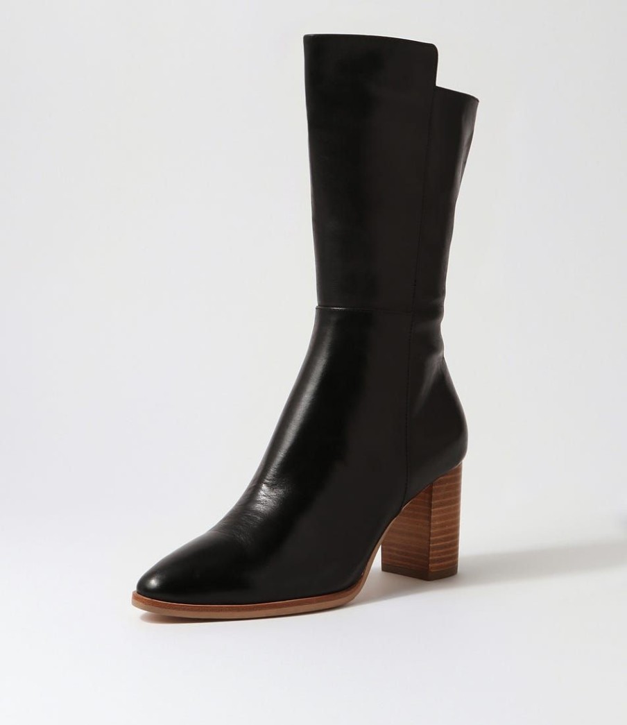 Shoes DJANGO & JULIETTE | Aisley Black Natural Heel Leather Calf Boots