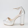 Shoes MOLLINI | Azurra Silver Crinkle Leather Sandals