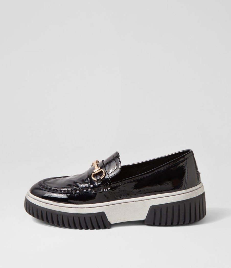 Shoes DJANGO & JULIETTE | Yasket Black White Patent Loafers