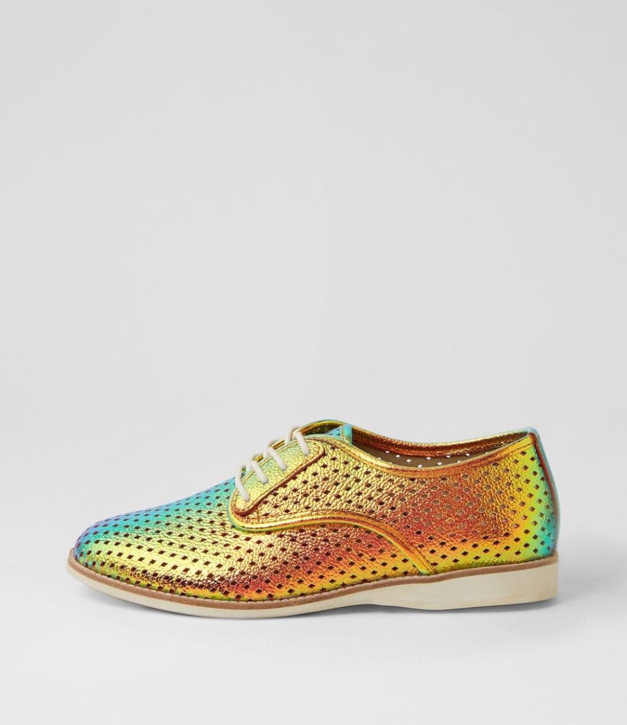 Shoes ROLLIE | Derby Punch Sunset Chrome Leather Lace Up Flats