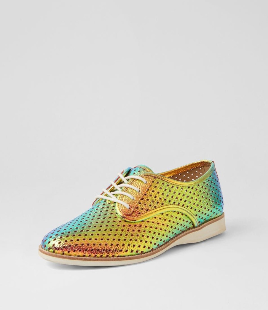 Shoes ROLLIE | Derby Punch Sunset Chrome Leather Lace Up Flats