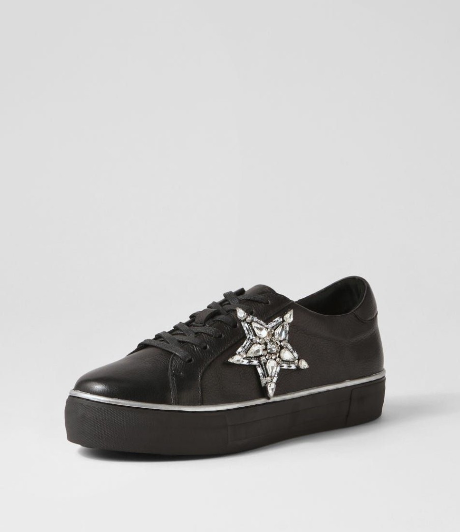 Shoes DJANGO & JULIETTE | Foxxie Black Silver Leather Jewels Sneakers