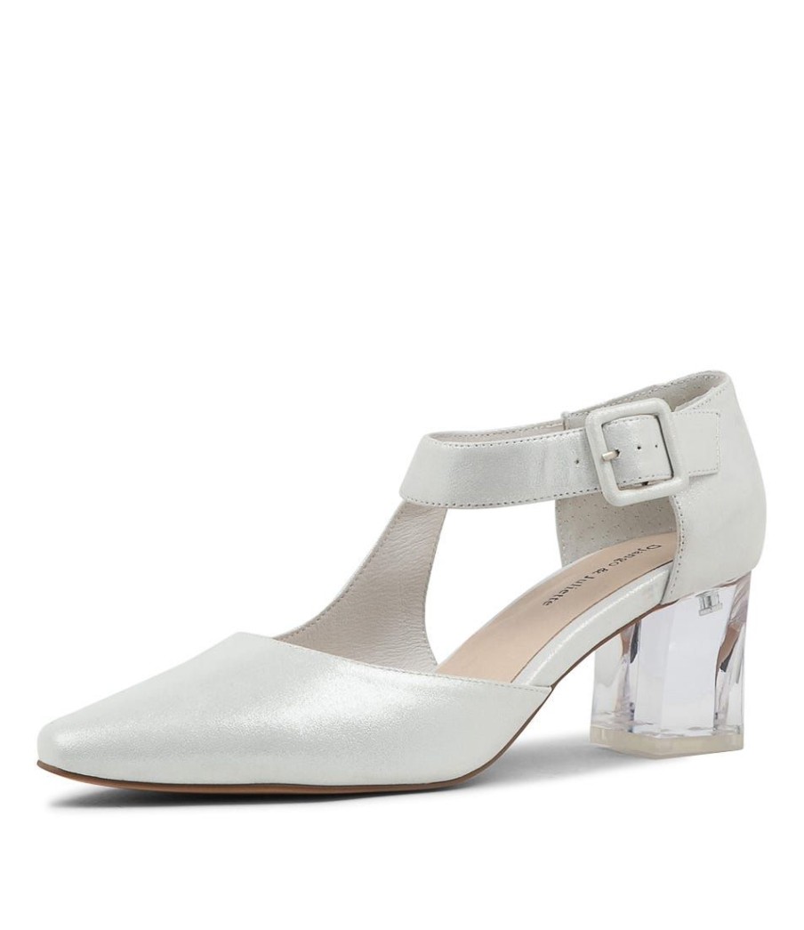 Shoes DJANGO & JULIETTE | Happie Silver Shimmer Leather Mary Jane Heels