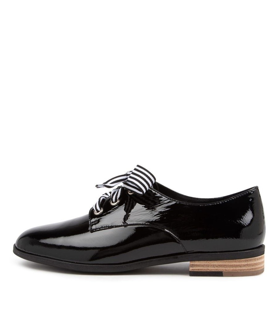 Shoes DJANGO & JULIETTE | Bipka Black Wrinkle Patent Leather Flat Shoes