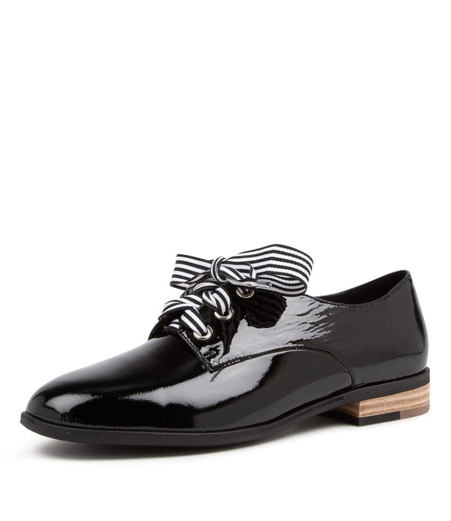 Shoes DJANGO & JULIETTE | Bipka Black Wrinkle Patent Leather Flat Shoes