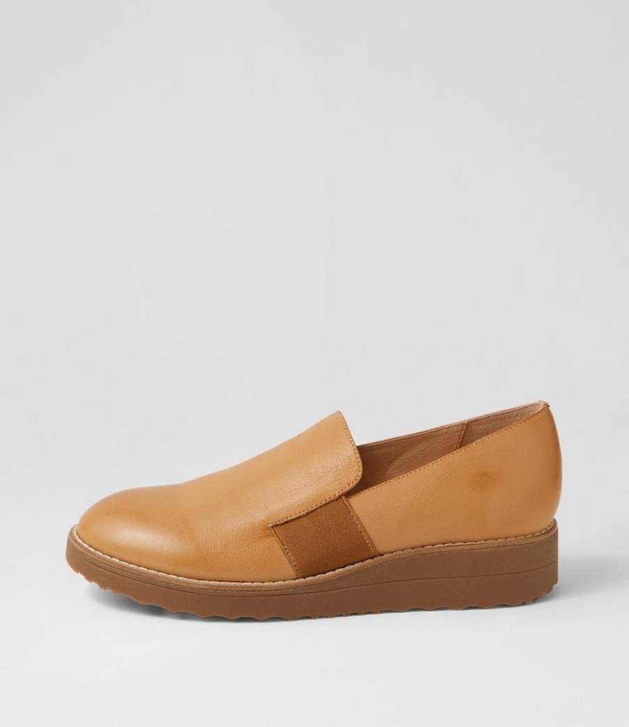 Shoes TOP END | Otrad Dark Tan Light Choc Leather Flat Shoes