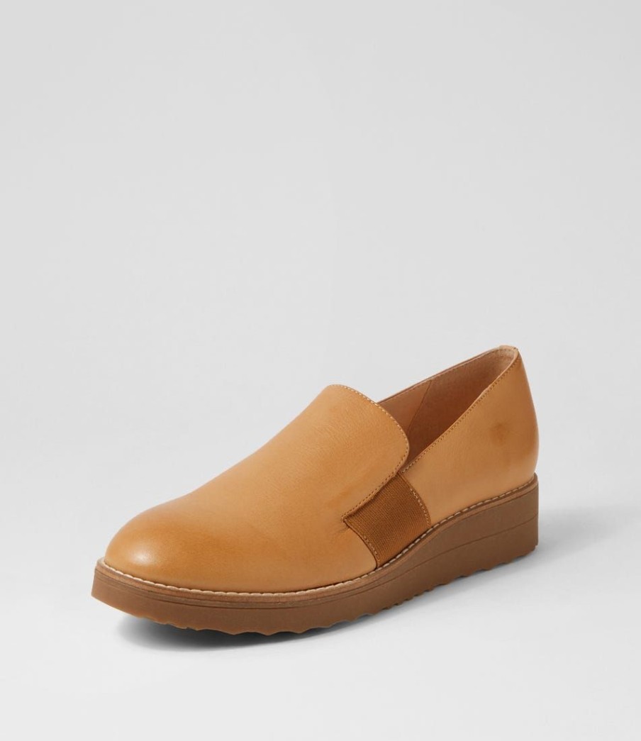 Shoes TOP END | Otrad Dark Tan Light Choc Leather Flat Shoes