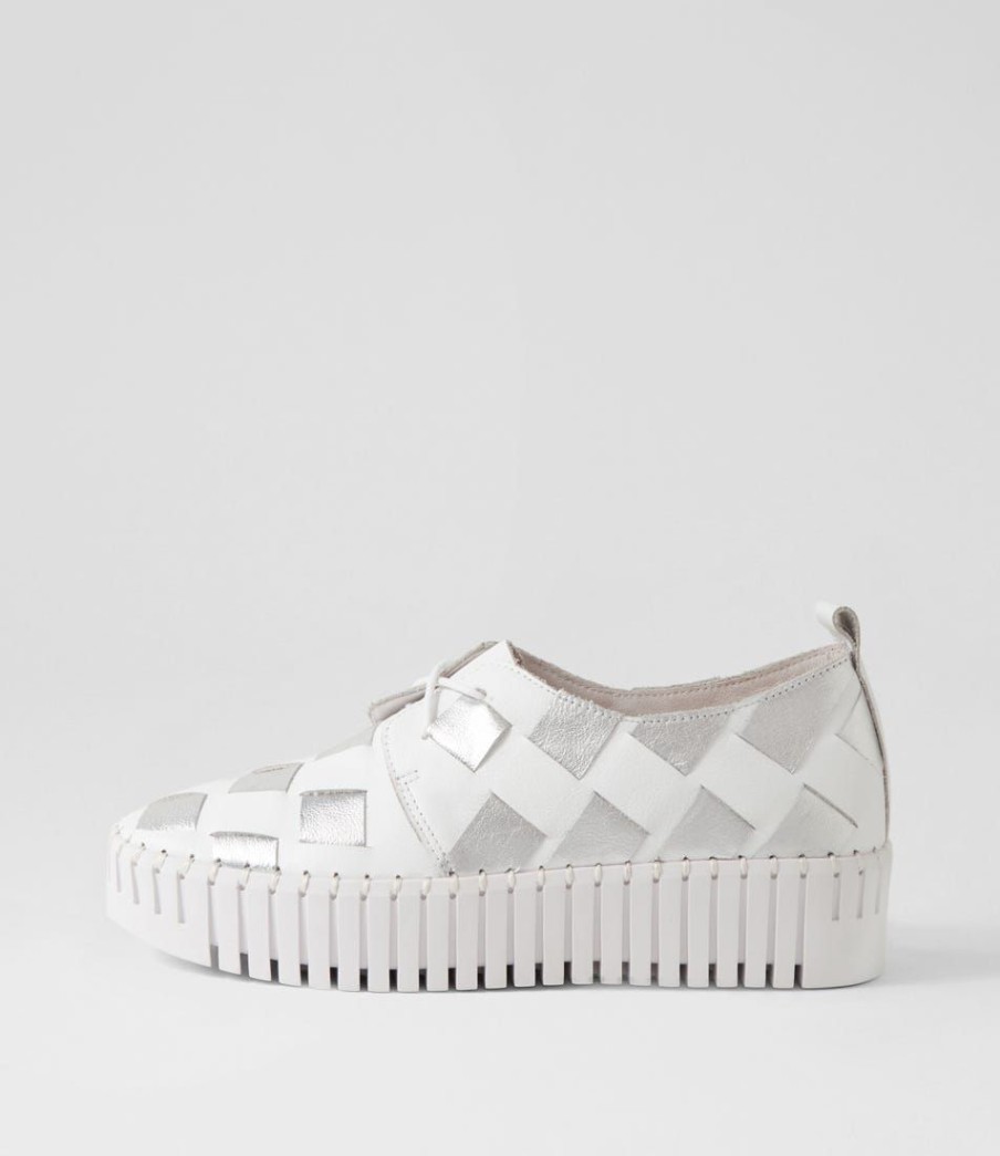 Shoes DJANGO & JULIETTE | Baxta White Silver Leather Sneakers