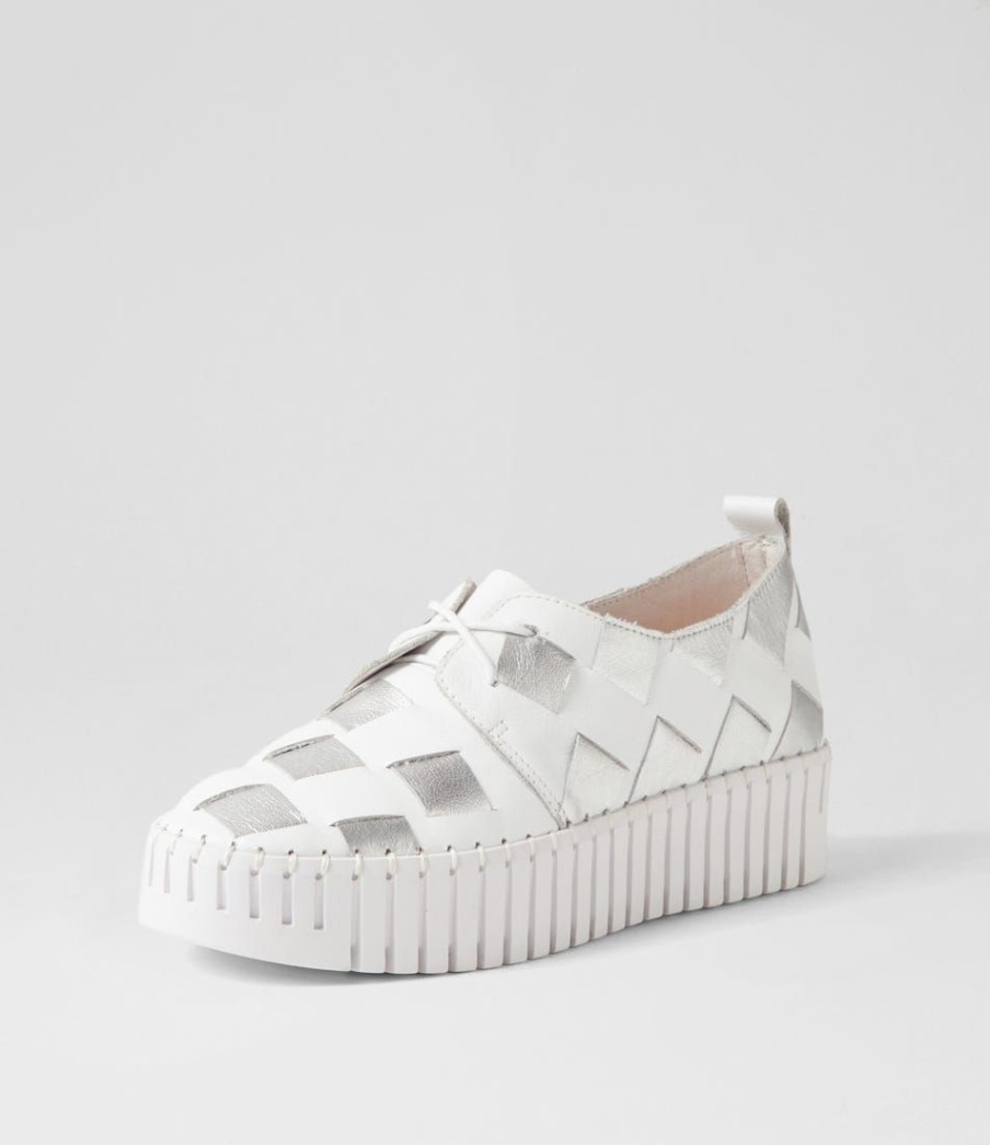 Shoes DJANGO & JULIETTE | Baxta White Silver Leather Sneakers