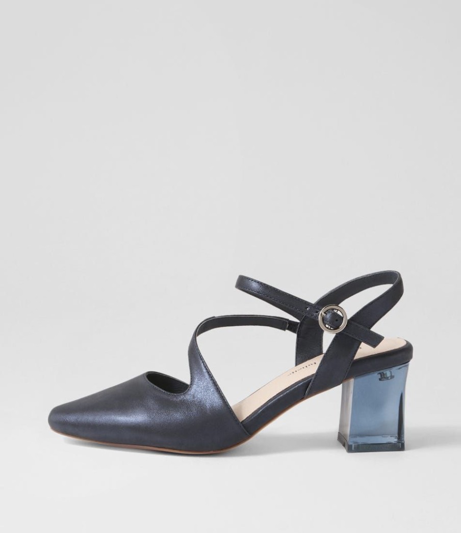 Shoes DJANGO & JULIETTE | Halian Navy Shimmer Leather Heels