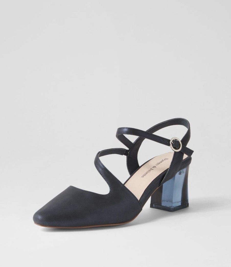 Shoes DJANGO & JULIETTE | Halian Navy Shimmer Leather Heels