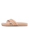 Shoes ROLLIE | Tide Cross Padded Snow Pink Leather Slides