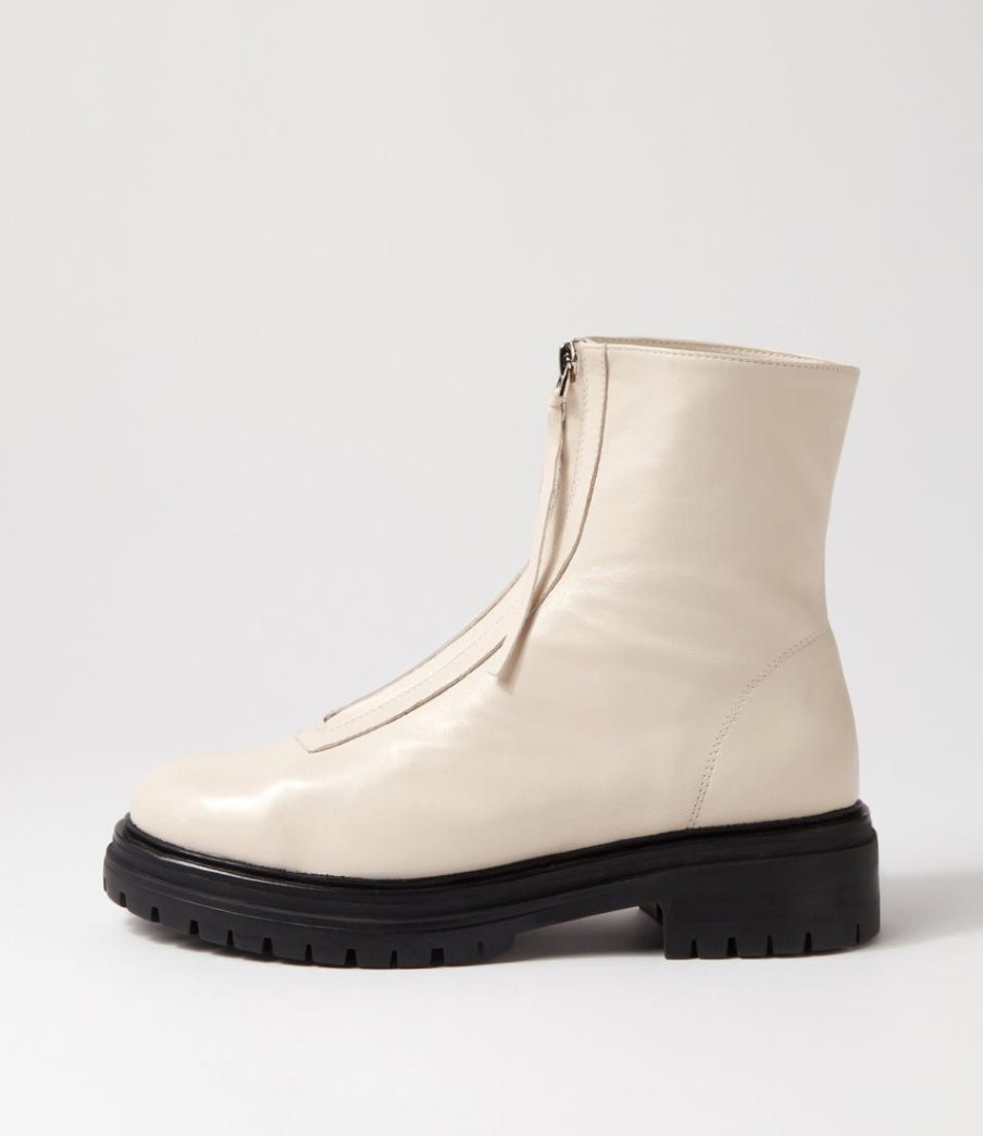 Shoes MOLLINI | Alice Cream Black Leather Ankle Boots