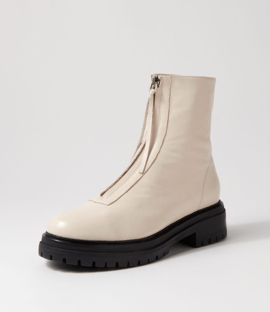 Shoes MOLLINI | Alice Cream Black Leather Ankle Boots