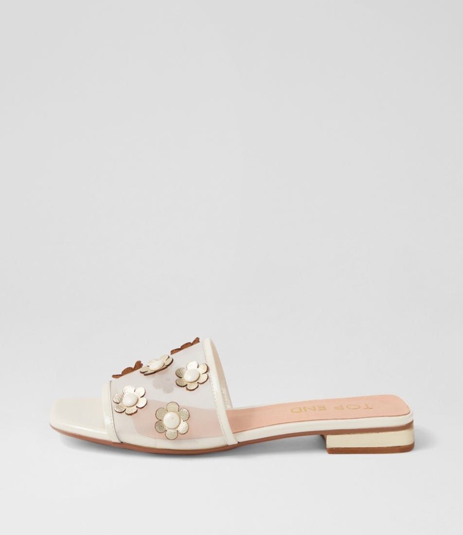 Shoes TOP END | Klasse Ivory Pale Gold Patent Multi Slides