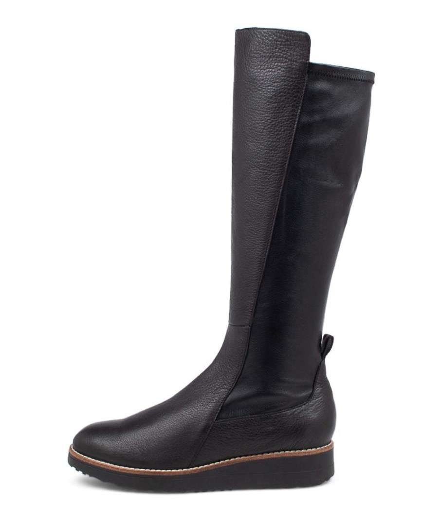 Shoes TOP END | Oletta Black Leather Knee High Boots Bs