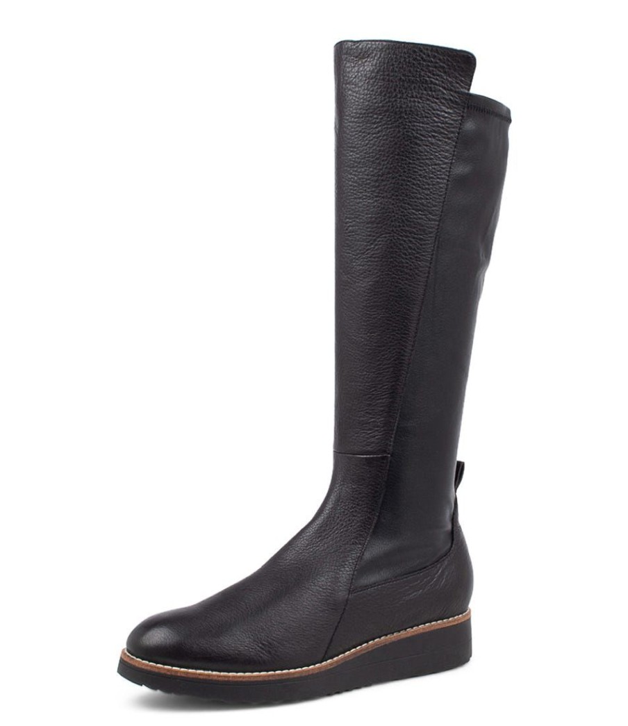 Shoes TOP END | Oletta Black Leather Knee High Boots Bs