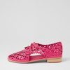 Shoes DJANGO & JULIETTE | Addyst Hot Pink Leather Lace Up Flats