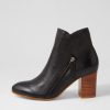 Shoes TOP END | Uriah Black Natural Heel Leather Ankle Boots