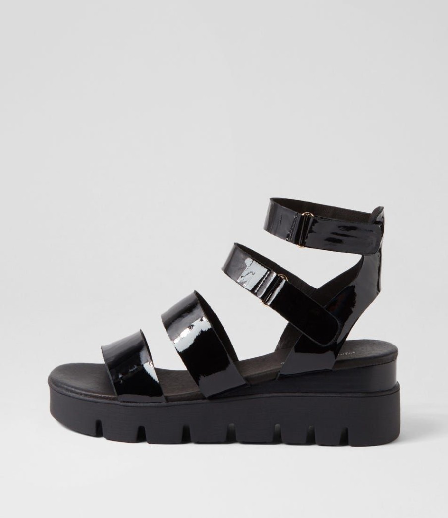 Shoes DJANGO & JULIETTE | Rhean Black Patent Sandals