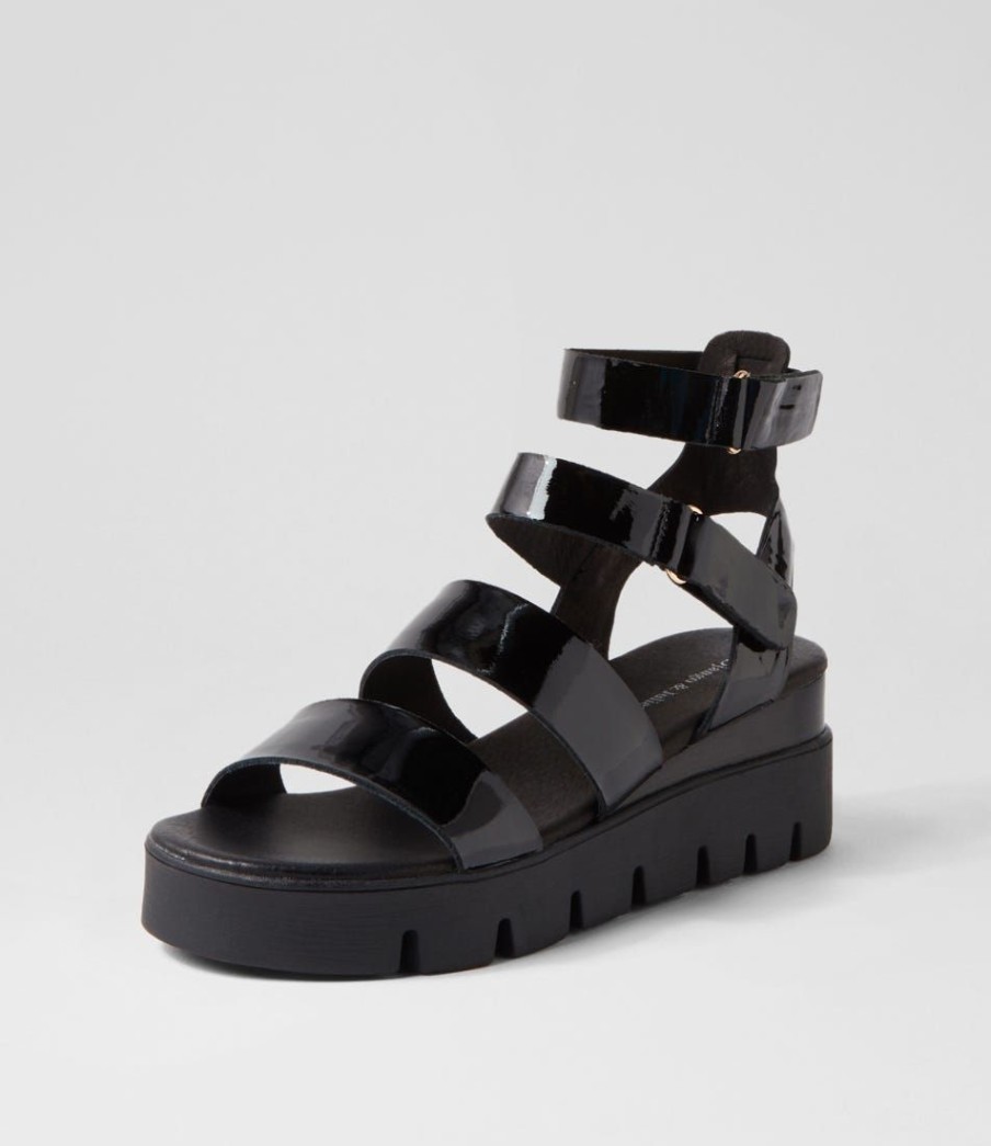 Shoes DJANGO & JULIETTE | Rhean Black Patent Sandals