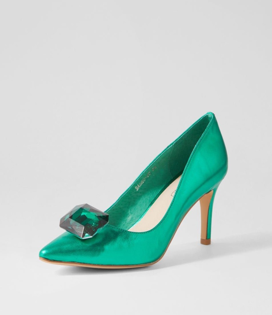 Shoes TOP END | Babao Emerald Metallic Leather Jewels Heels