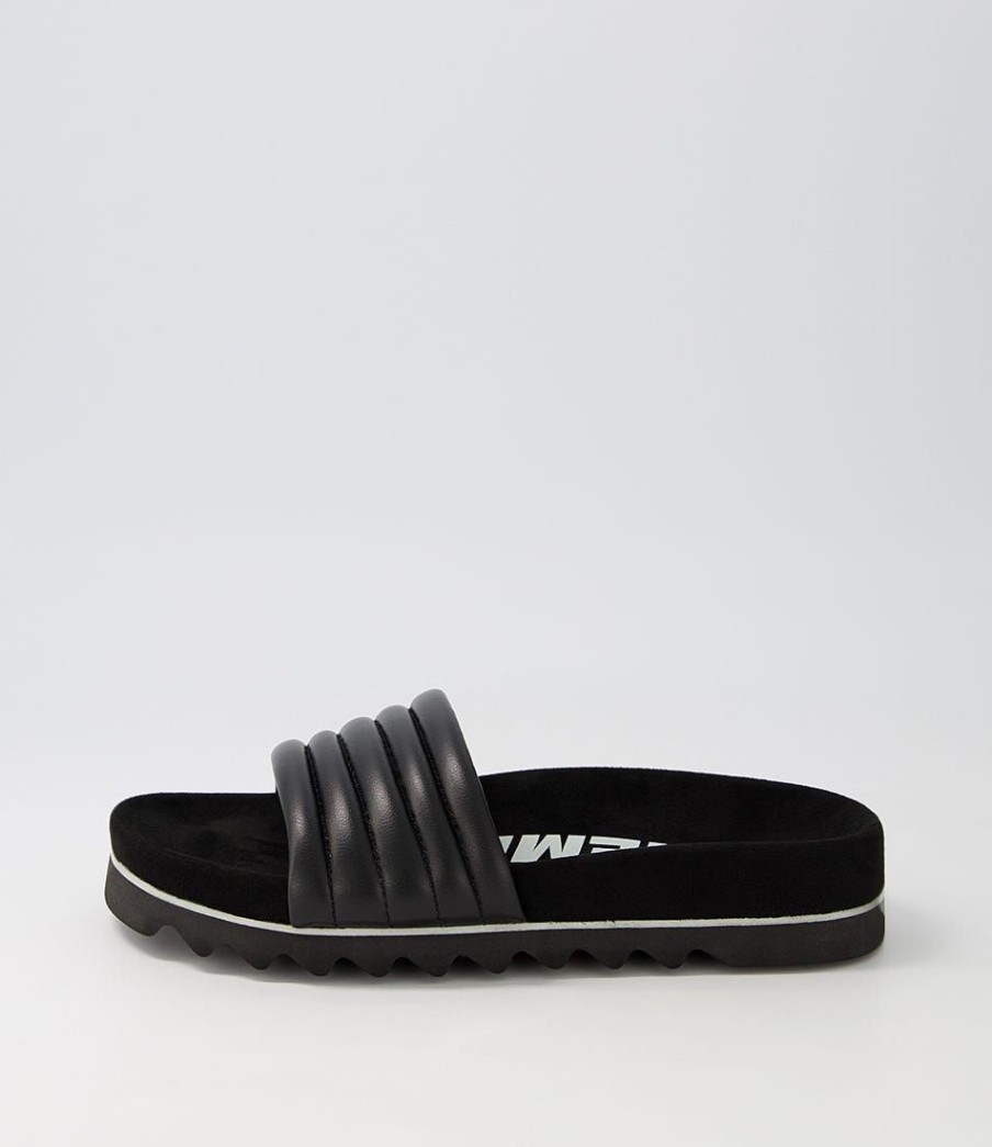 Shoes ROLLIE | Slide Tooth Wedge All Black Leather Slides