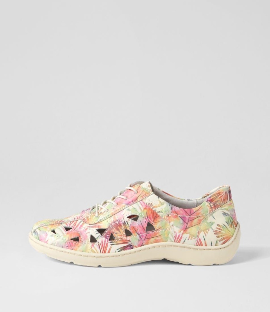 Shoes ZIERA | Watkin Xf Multi Palms Beige Leather Sneakers