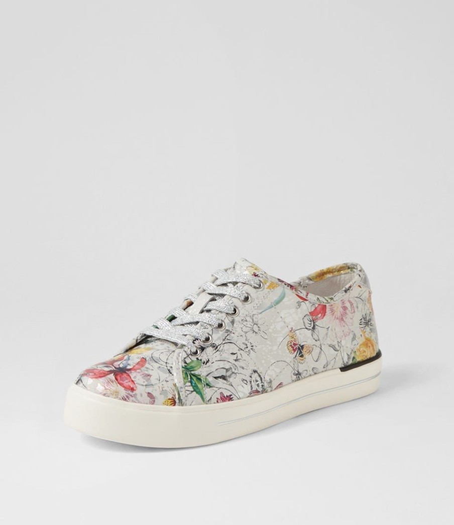 Shoes ZIERA | Ashleen W White Fields Silver Leather Sneakers